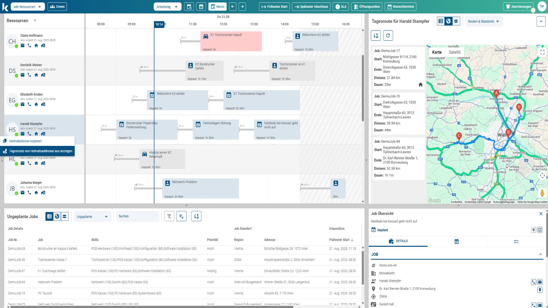 Kontron Dispomanager Routenplanung