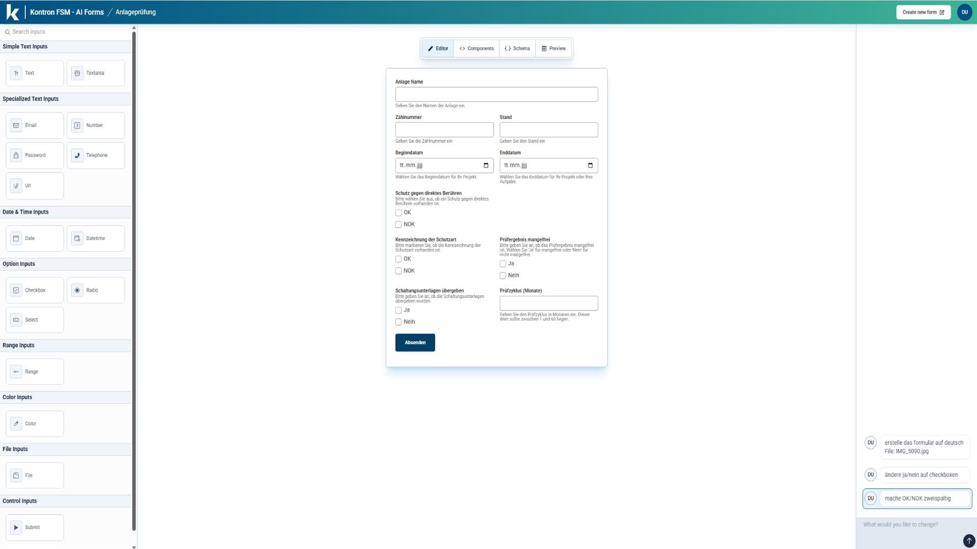 Kontron Mobile App Anlagenprüfung