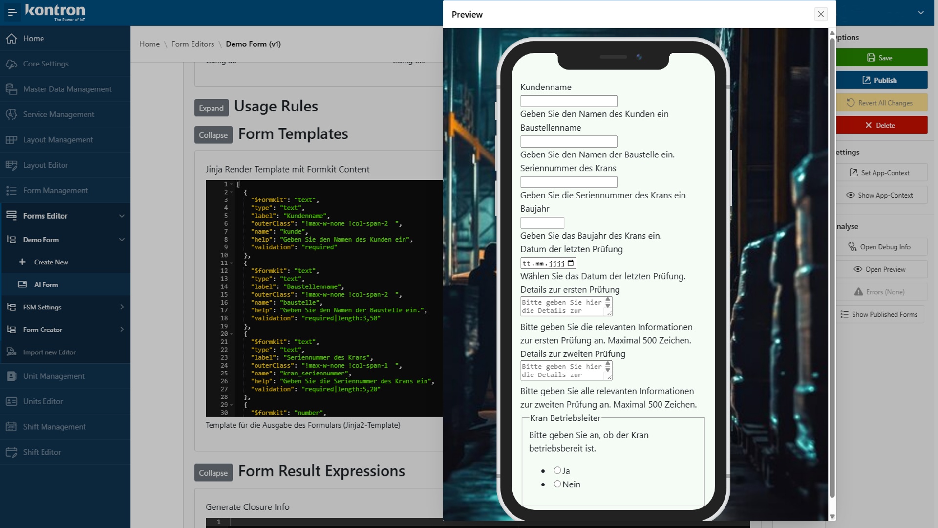 Kontron Mobile App Form Editor