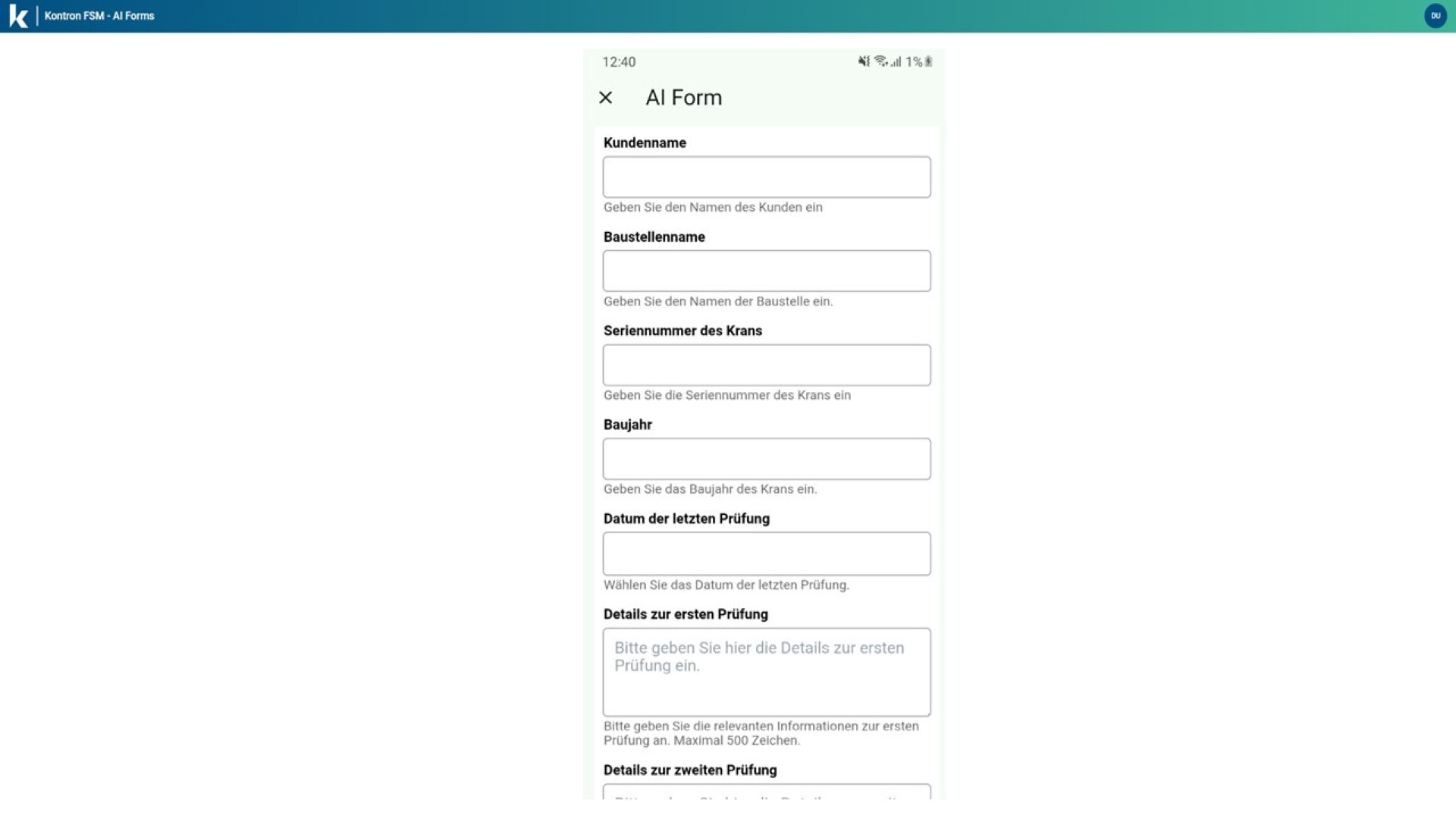 Kontron Mobile App Mobile Screen